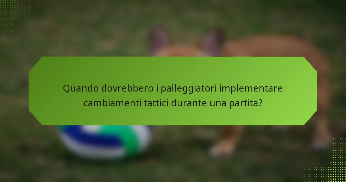 Quando dovrebbero i palleggiatori implementare cambiamenti tattici durante una partita?